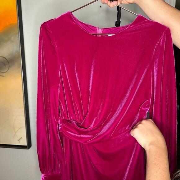 One33 Social Womens Dress Size 6 Pink Vanessa Draped Velvet Cut Out Crossover - Picture 13 of 13